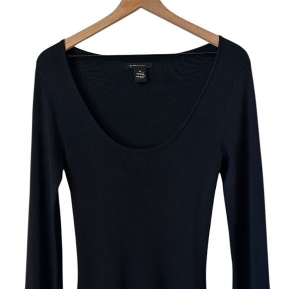 BCBG Max Azria Black Knit Bodycon Dress Sz M Gunmetal Rhinestones Goth Rock Punk - Picture 2 of 9